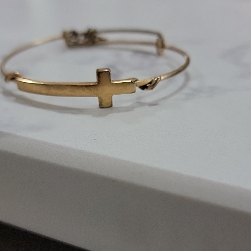 Alex and Ani Mixed Metal Cross Bangle Trio - Gold & Silver Bundle - Picture 5 of 13